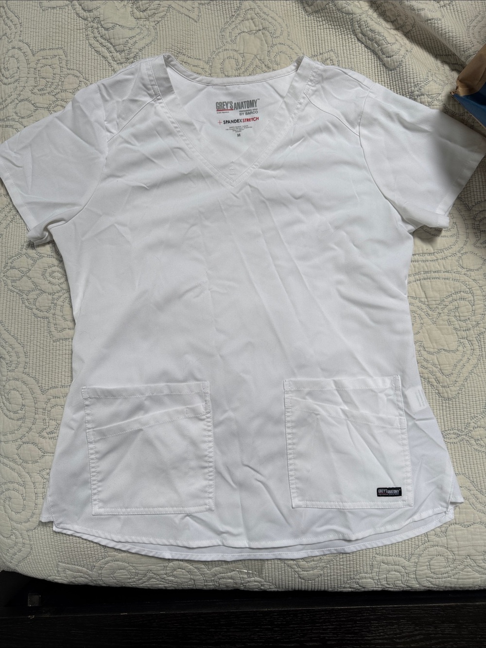 Grey's Anatomy White V-Neck Medical Scrub Top